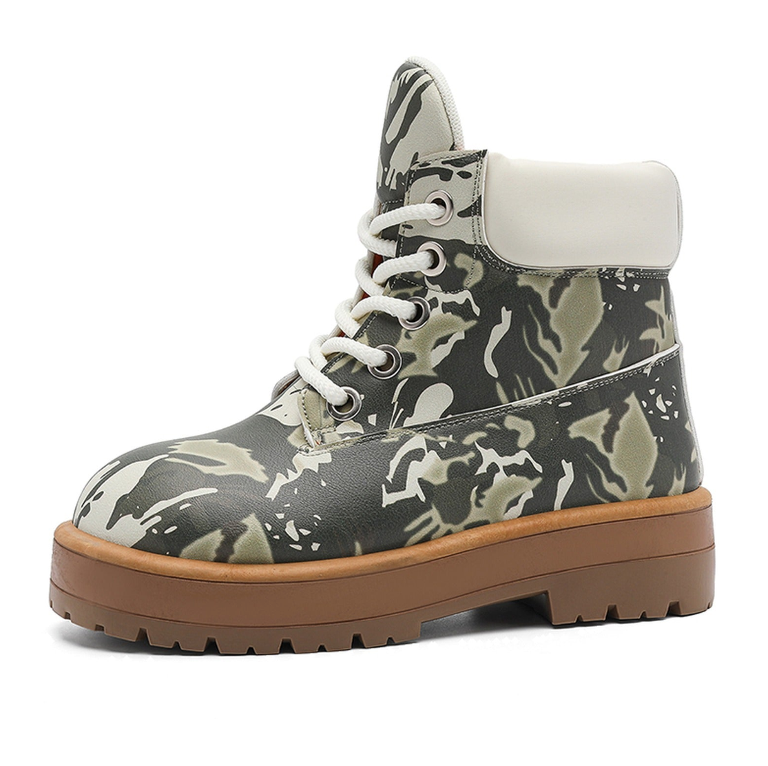 Men's Camo Print Lace-Up Boots