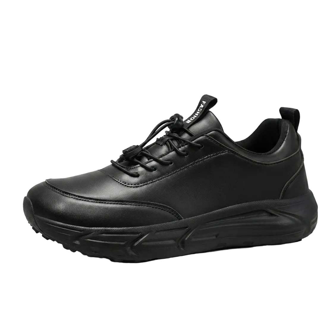 Unisex All-Black Vegan Leather Walking Shoes