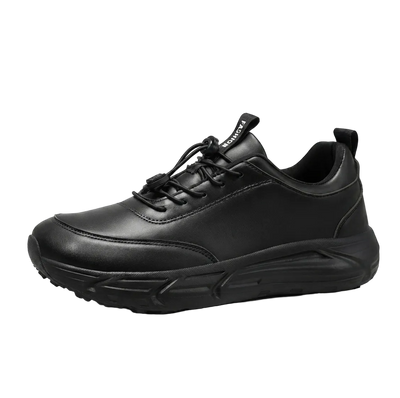 Unisex All-Black Vegan Leather Walking Shoes