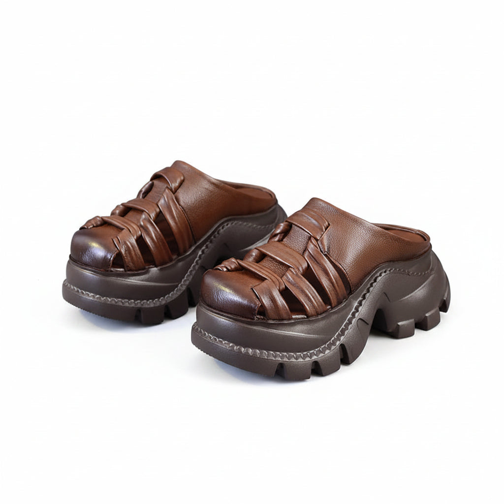 CHUNKY WOVEN PLATFORM MULES