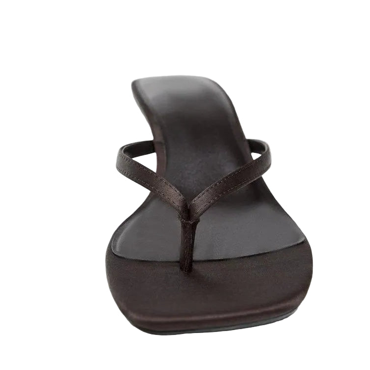 Women's Square Toe Kitten Heeled Thong Sandals
