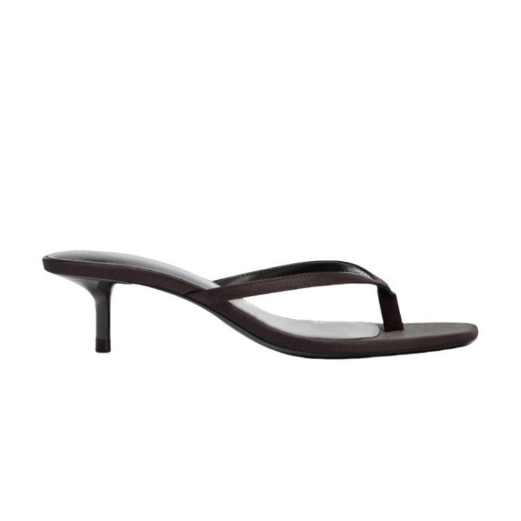 Women's Square Toe Kitten Heeled Thong Sandals
