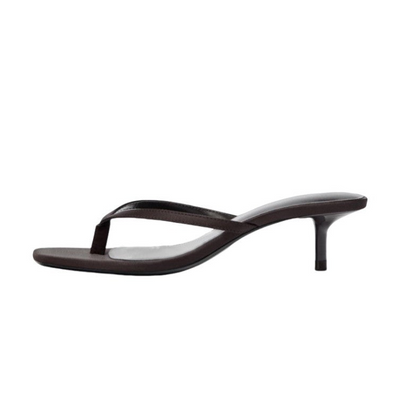 Women's Square Toe Kitten Heeled Thong Sandals