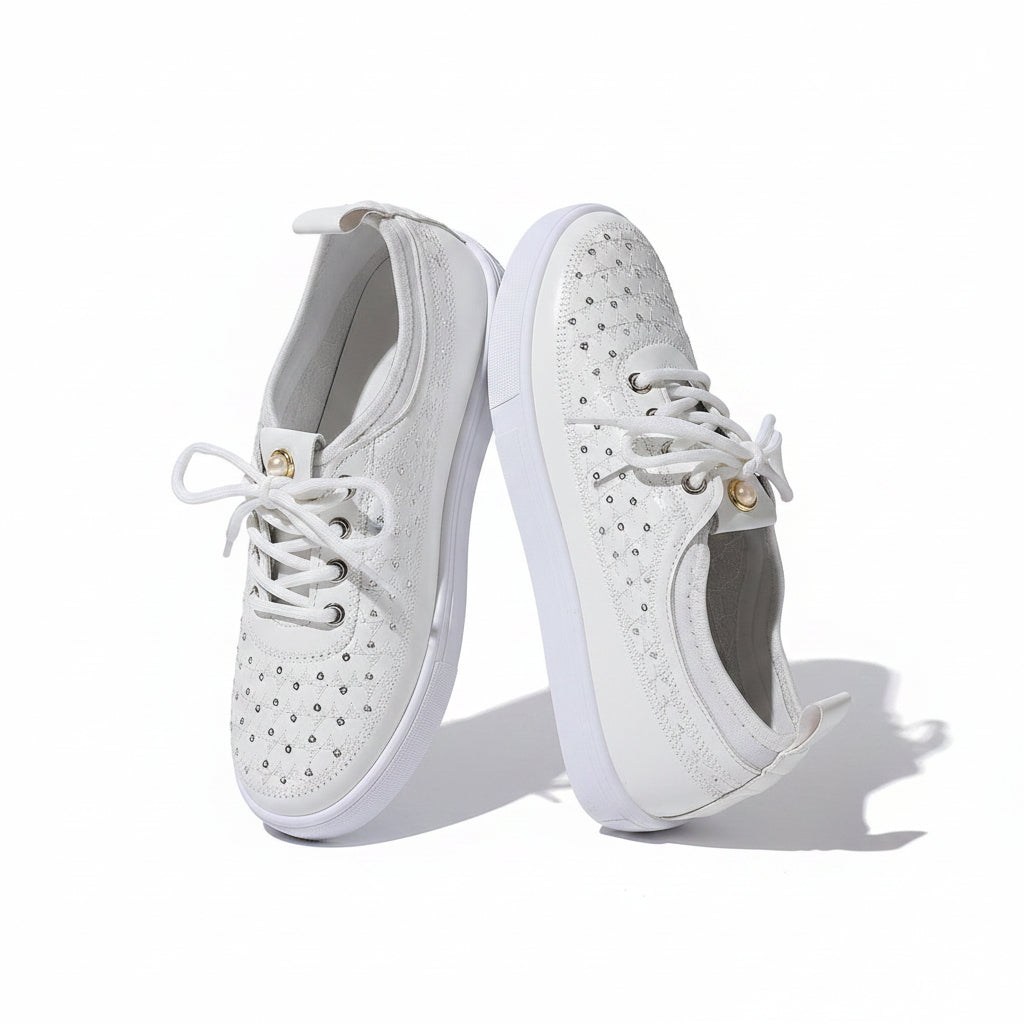 Women's Geometric Texture Lace-Up Sneakers