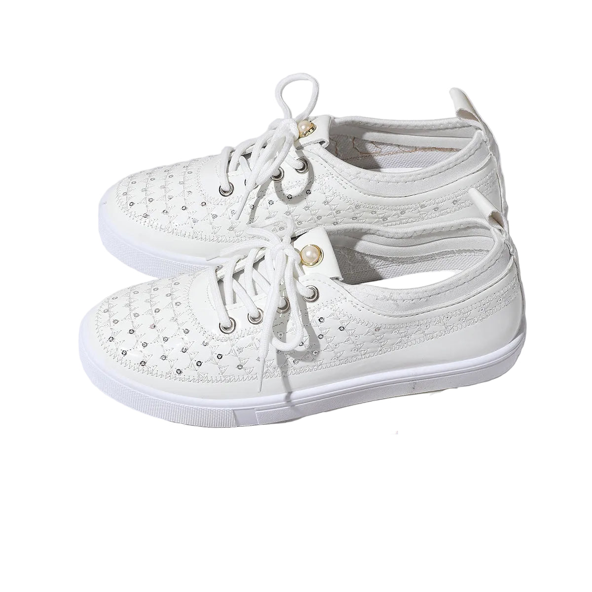 Women's Geometric Texture Lace-Up Sneakers