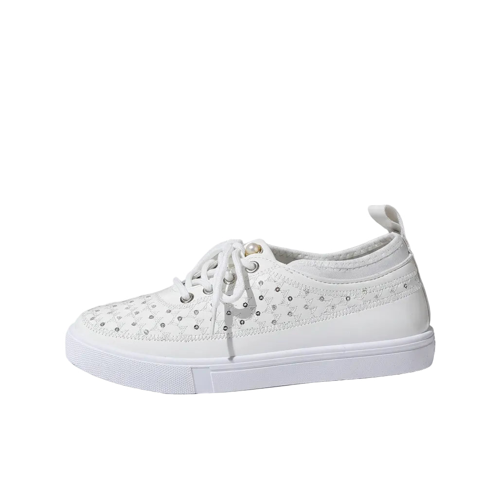 GEOMETRIC TEXTURE LACE-UP SNEAKERS