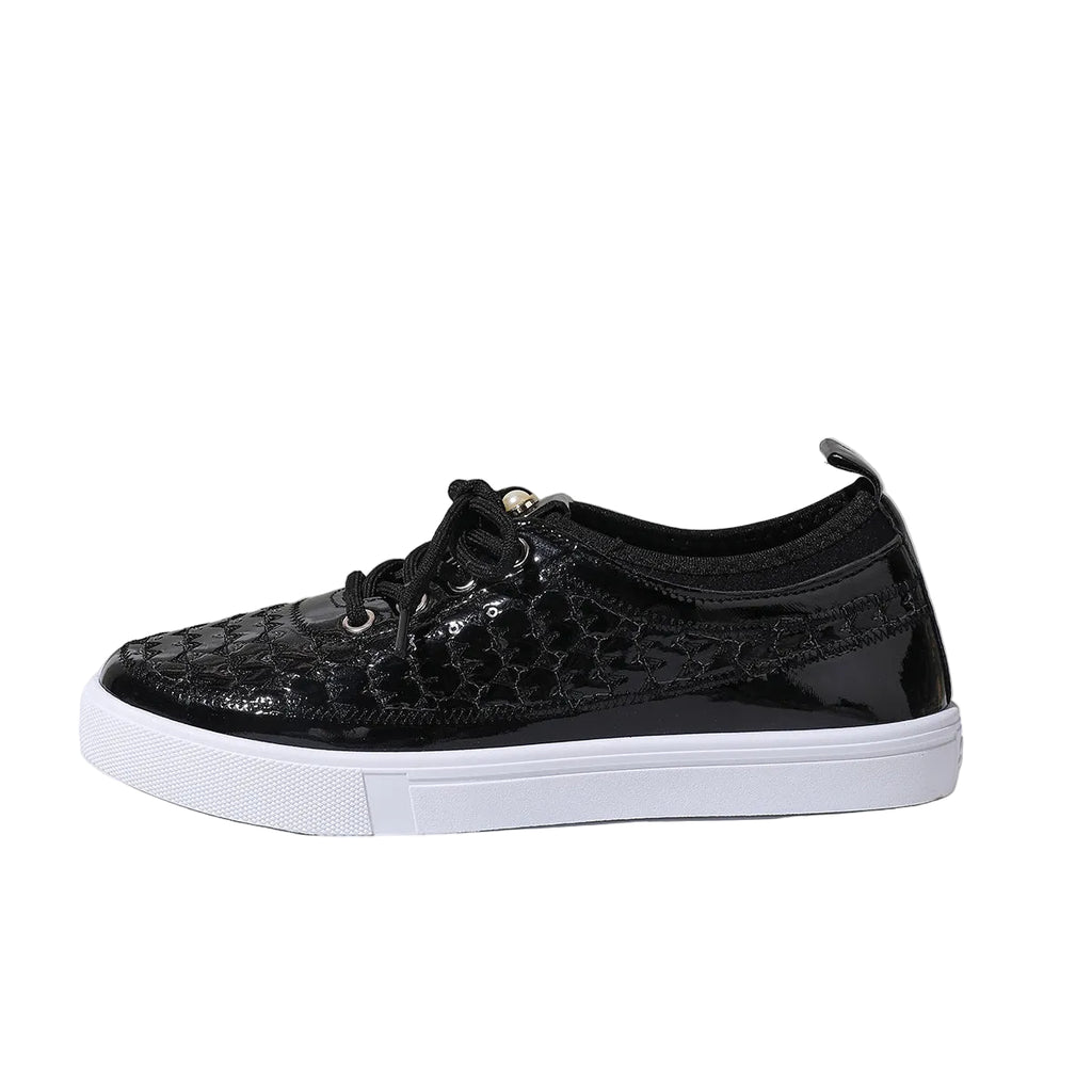 GEOMETRIC TEXTURE LACE-UP SNEAKERS