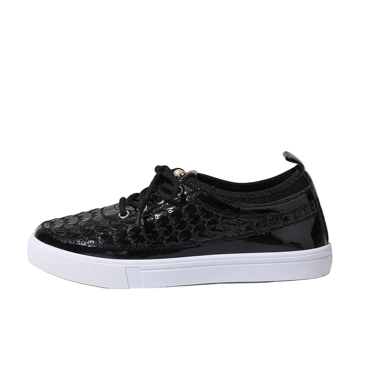 Women's Geometric Texture Lace-Up Sneakers