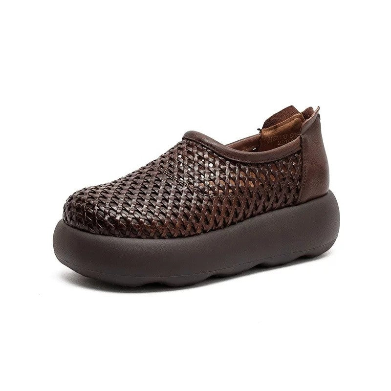 Women's Woven Vegan Leather Platform Sneakers