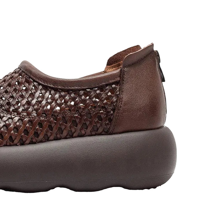 Women's Woven Vegan Leather Platform Sneakers