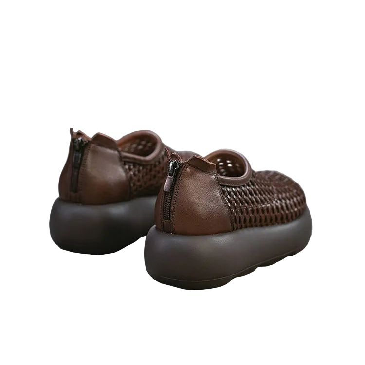 Women's Woven Vegan Leather Platform Sneakers