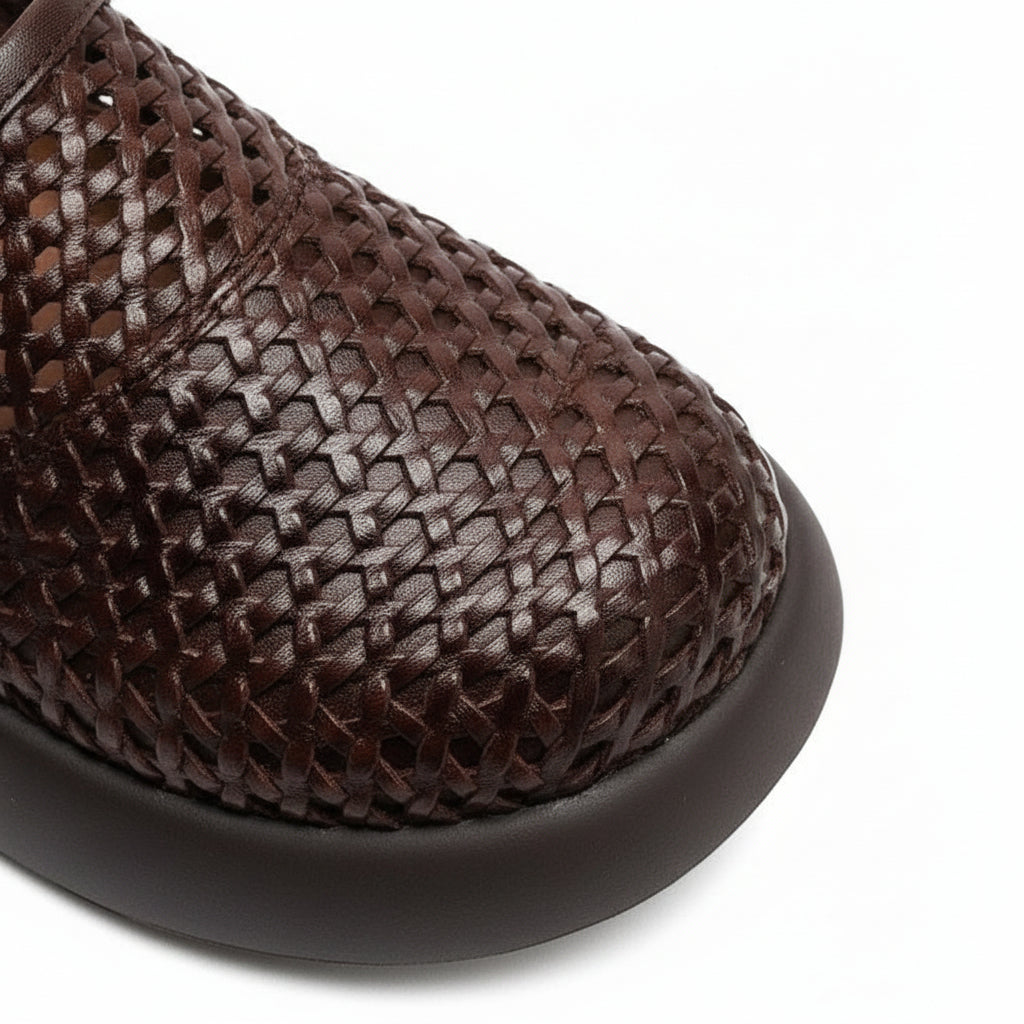 Women's Woven Vegan Leather Platform Sneakers