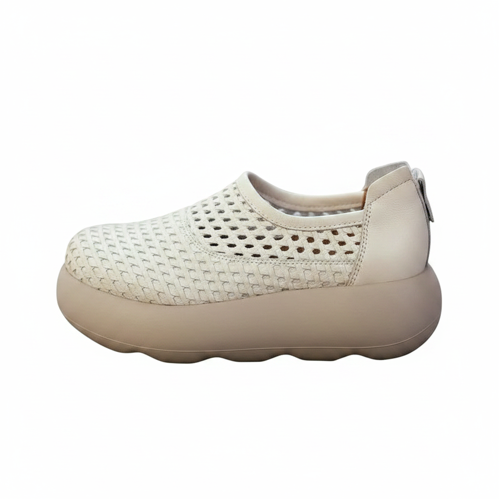 Women's Woven Vegan Leather Platform Sneakers