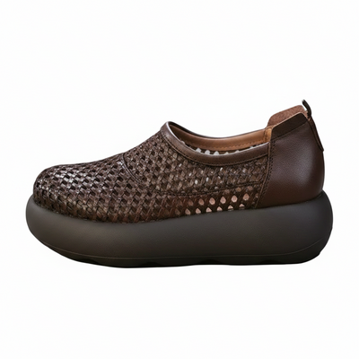 Women's Woven Vegan Leather Platform Sneakers