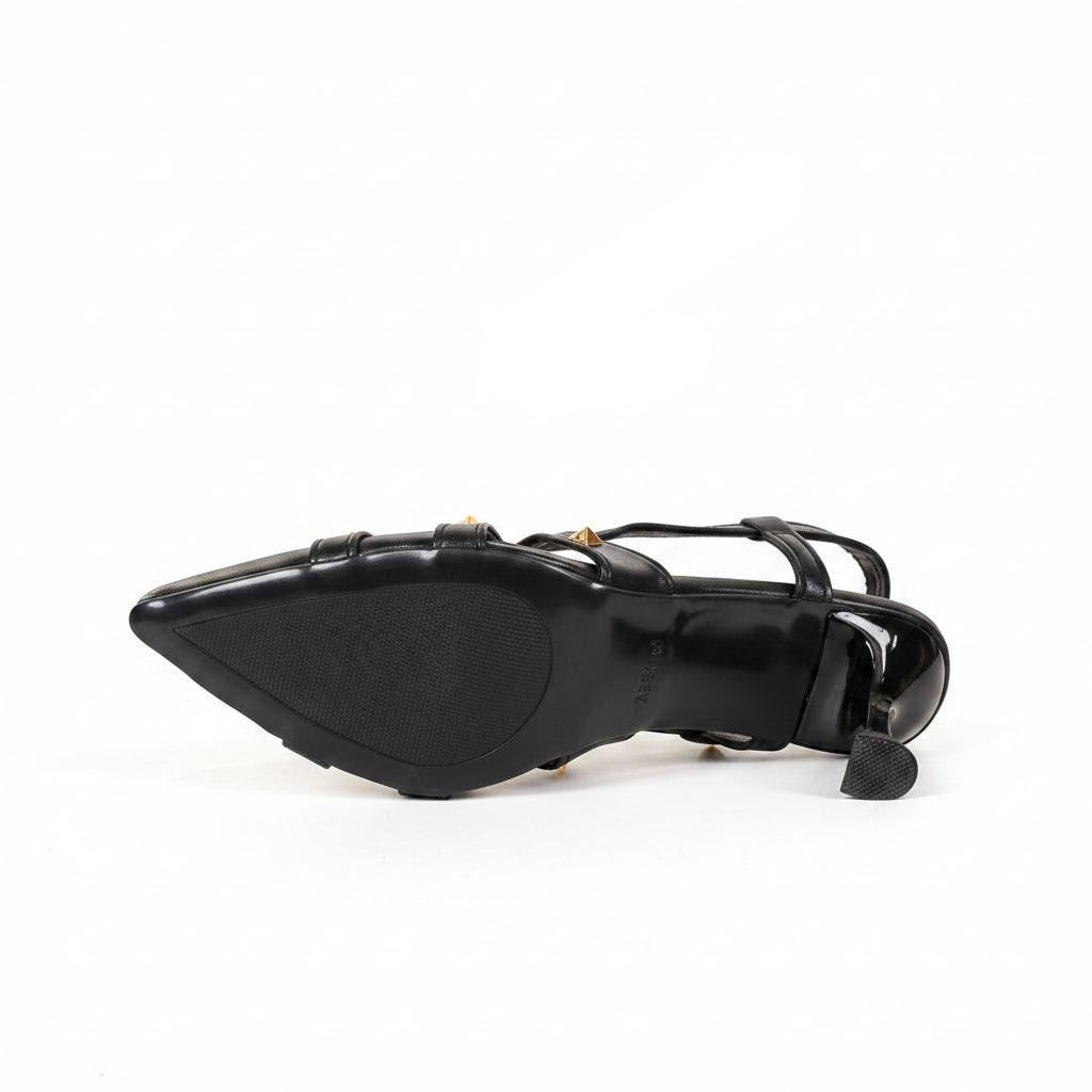 Women's Studded Pointed Toe Slingback Kitten Heels