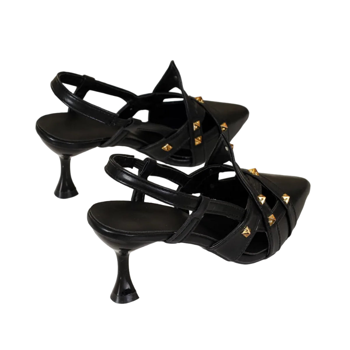 Women's Studded Pointed Toe Slingback Kitten Heels