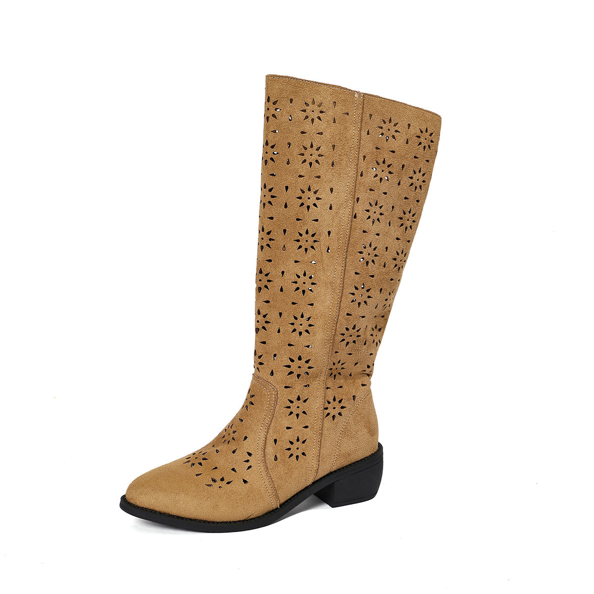 Women's Boho Laser Cut Mid-Calf Boots