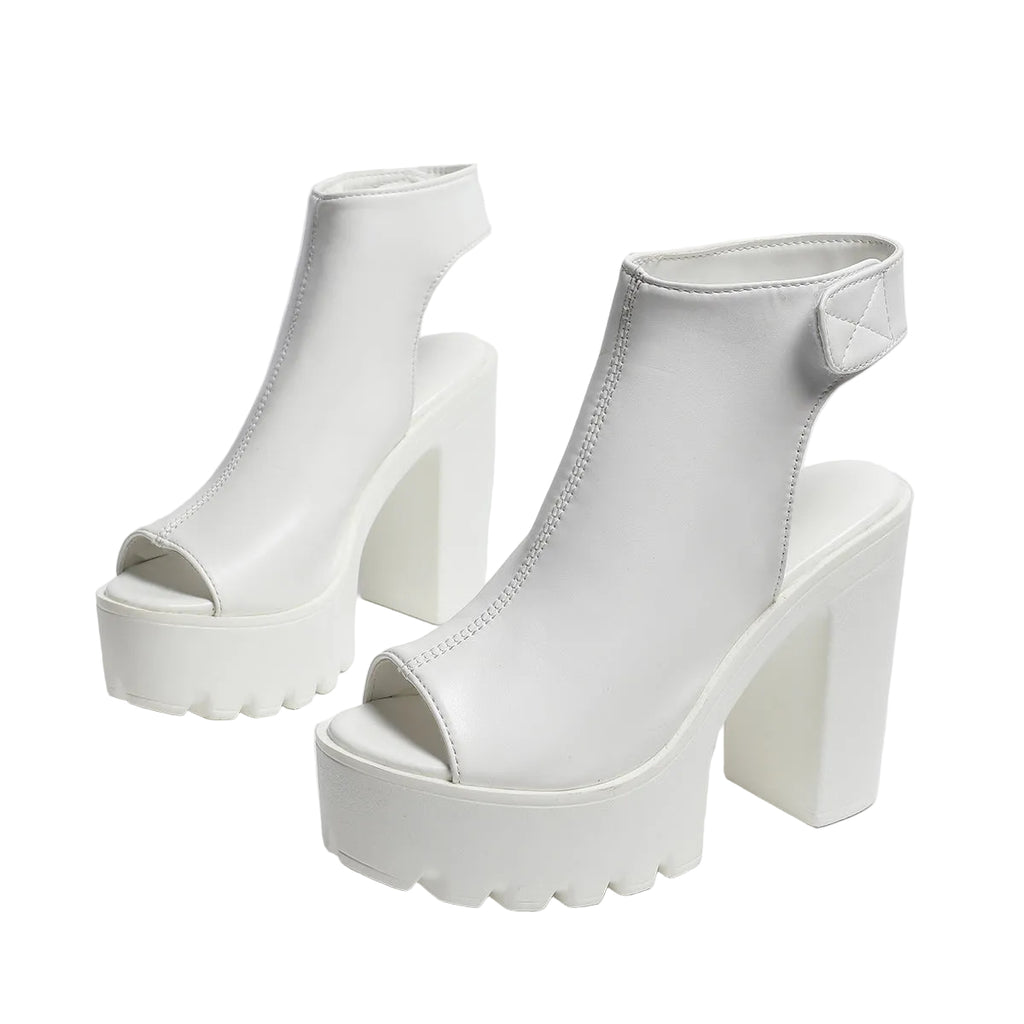 CHUNKY PLATFORM PEEP TOE HEELS