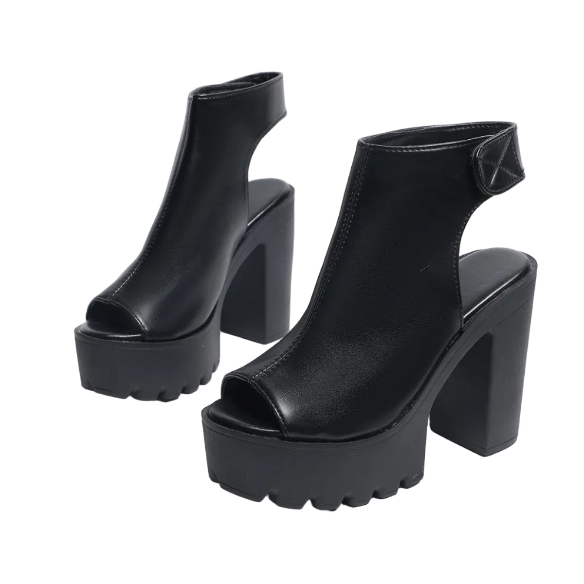 Women's Chunky Platform Peep Toe Heels