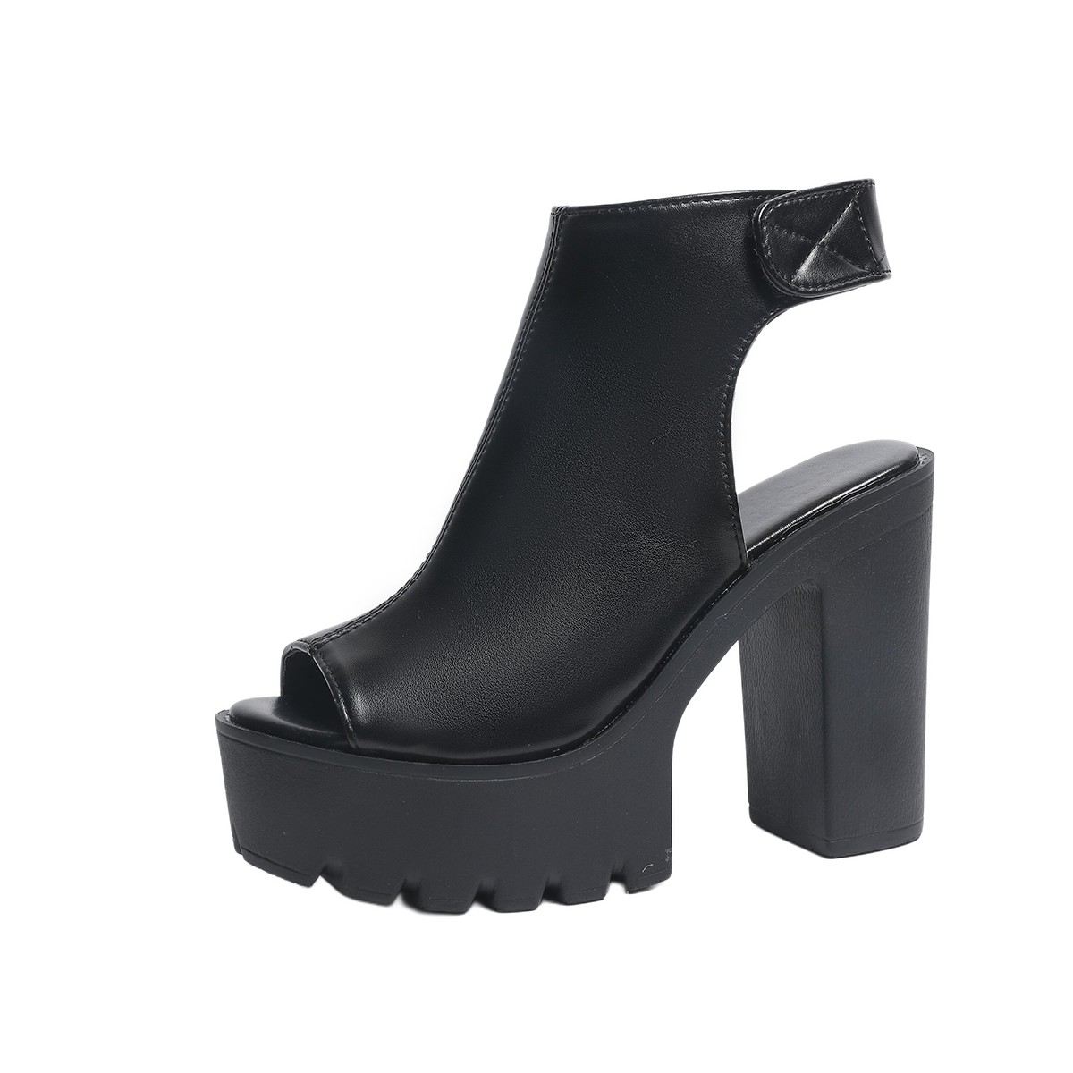 Women's Chunky Platform Peep Toe Heels
