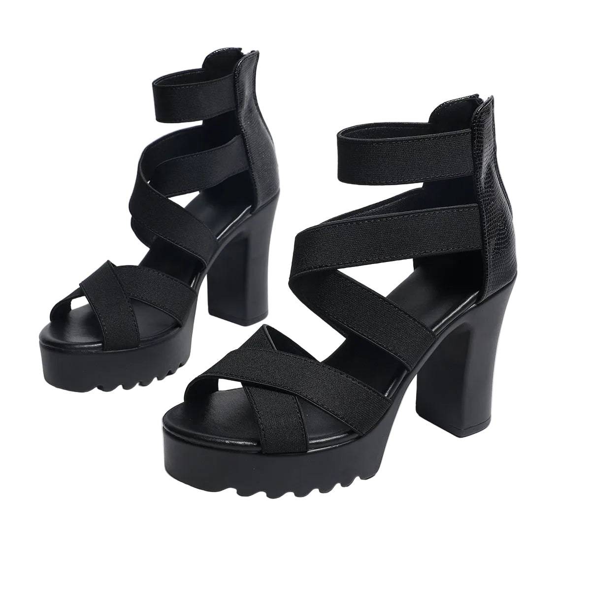 Women's Cross Strap Block Heels