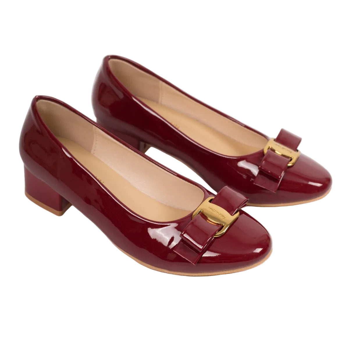 BOW-DETAIL BLOCK HEEL PUMPS
