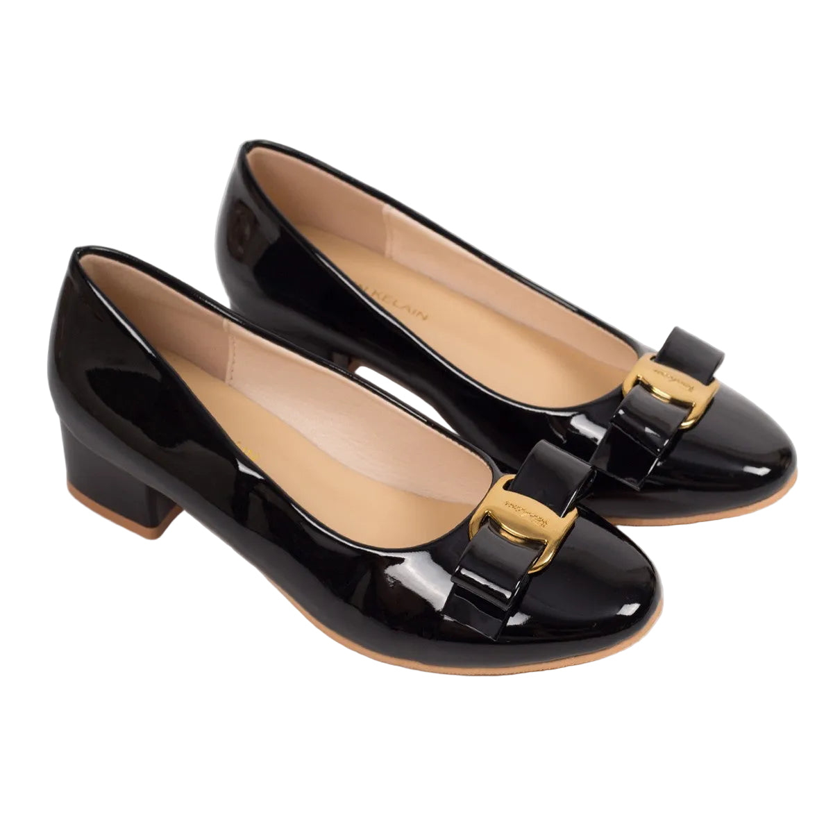 BOW-DETAIL BLOCK HEEL PUMPS