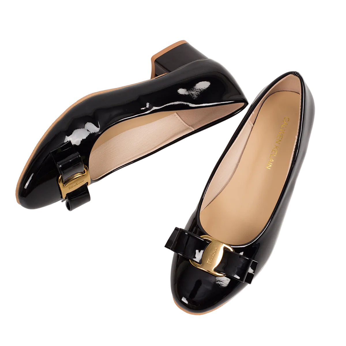 BOW-DETAIL BLOCK HEEL PUMPS