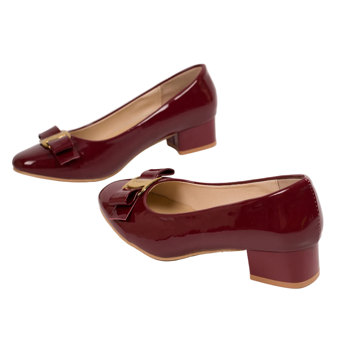 BOW-DETAIL BLOCK HEEL PUMPS