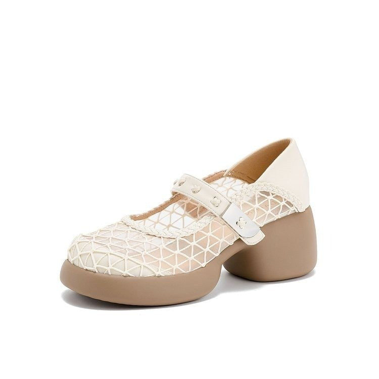 MESH PANELED MARY JANE SHOES
