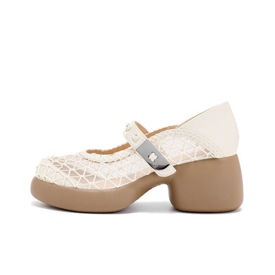 Women's Mesh Panelled Mary Jane Flats