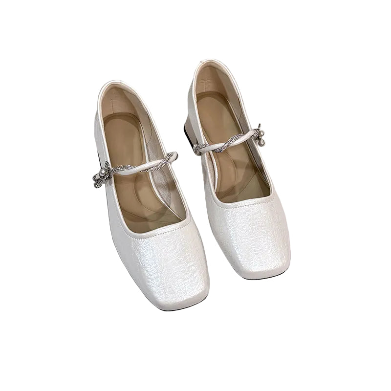 CRYSTAL-EMBELLISHED SQUARE TOE MARY JANES