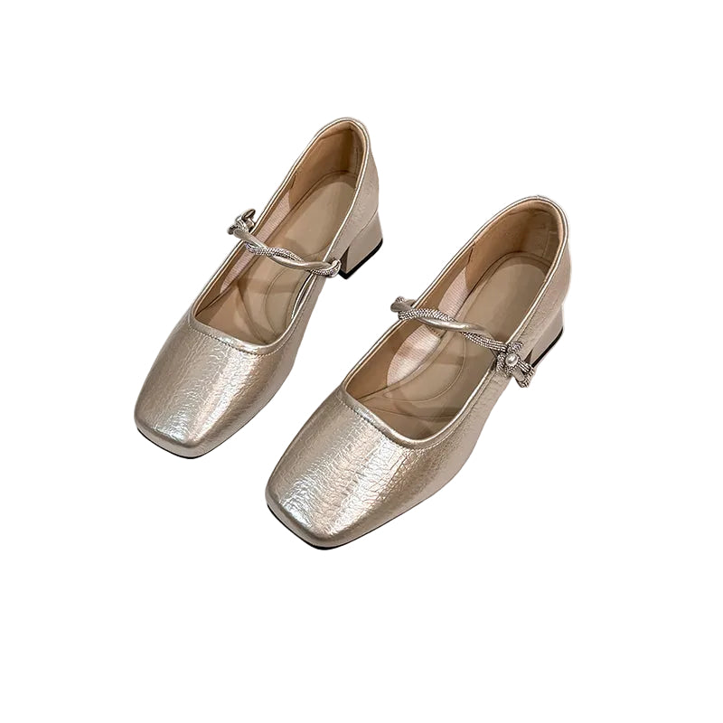 CRYSTAL-EMBELLISHED SQUARE TOE MARY JANES