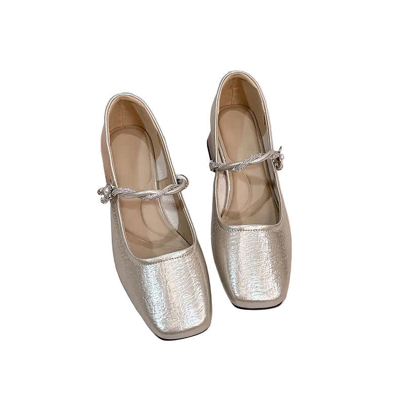 CRYSTAL-EMBELLISHED SQUARE TOE MARY JANES