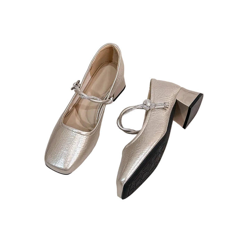 CRYSTAL-EMBELLISHED SQUARE TOE MARY JANES