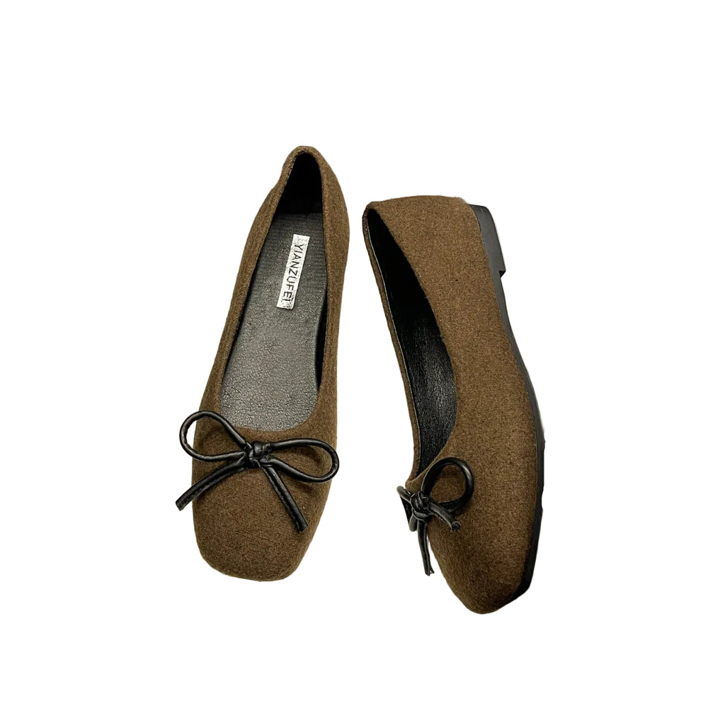 COTTON-LINEN BALLET FLATS