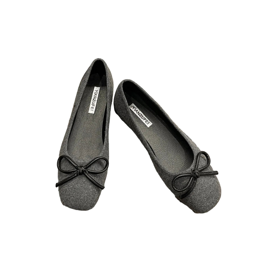 COTTON-LINEN BALLET FLATS