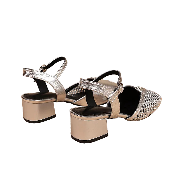 RETRO STYLE WOVEN SLINGBACK HEELS
