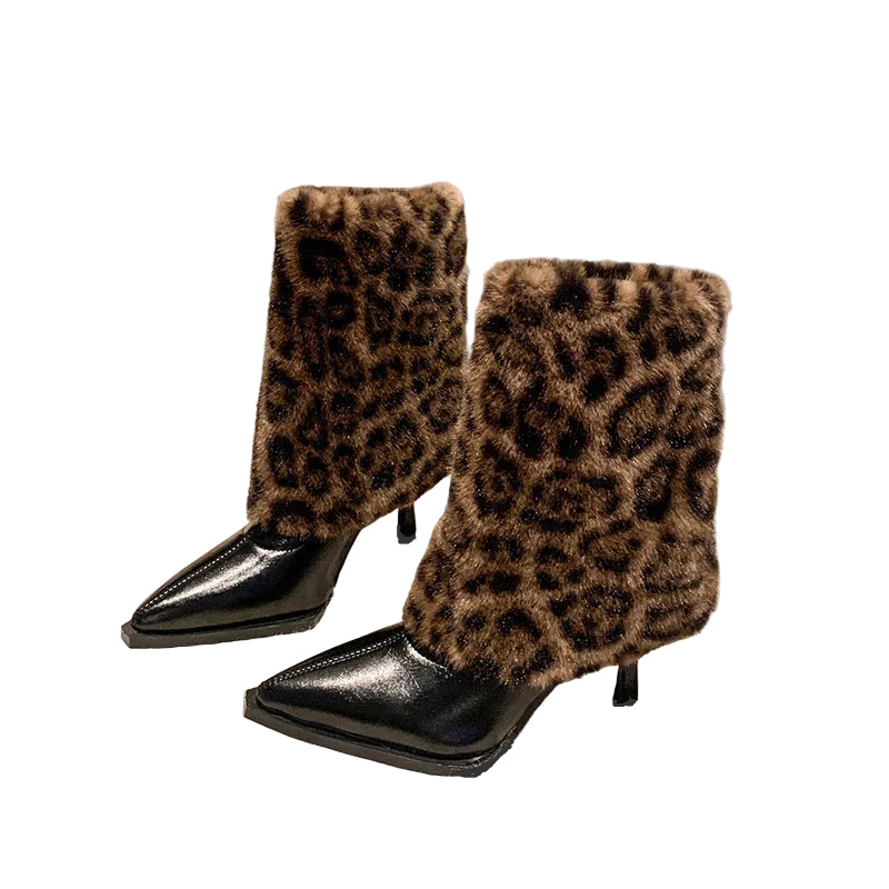 FAUX FUR TRIM HEELED ANKLE BOOTS