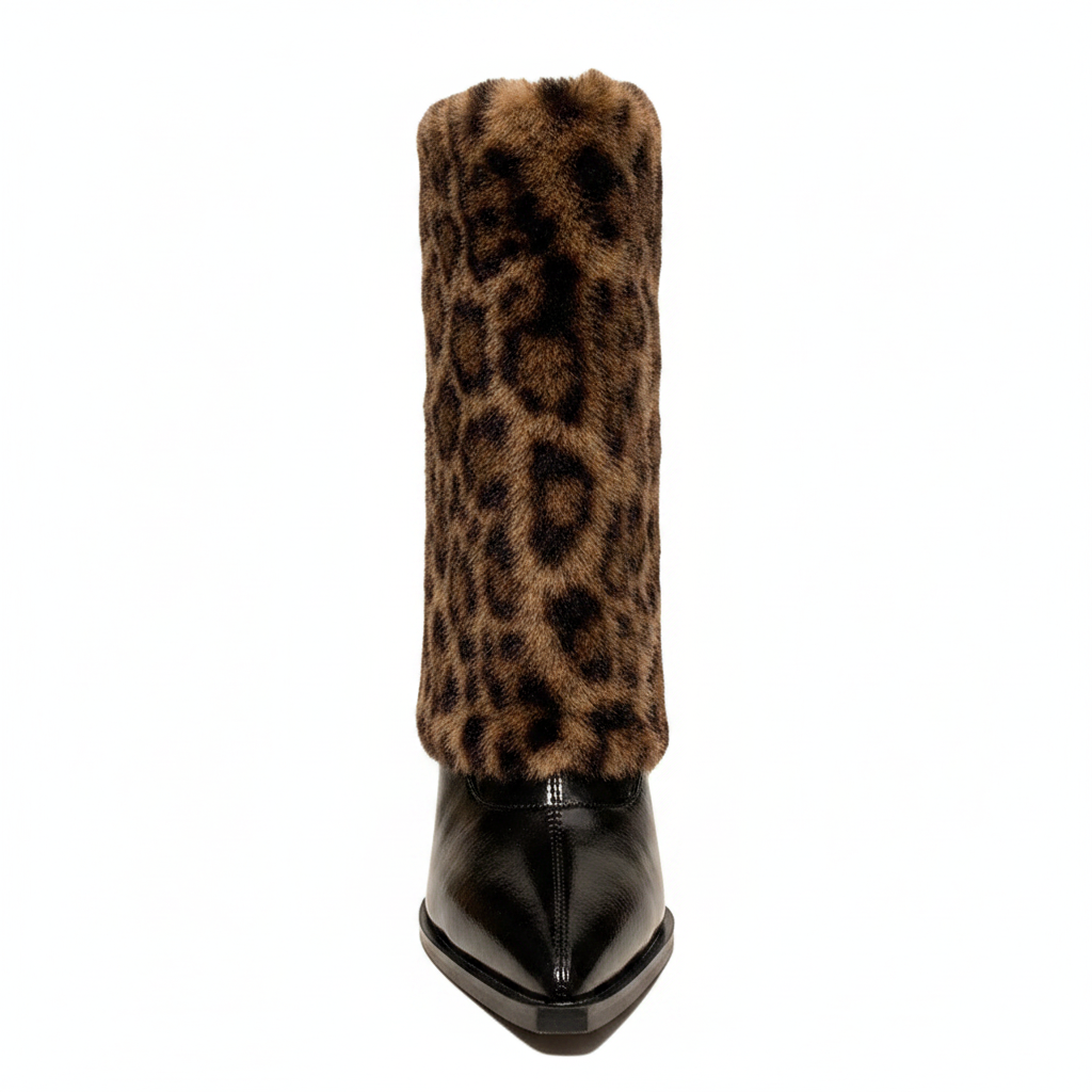 FAUX FUR TRIM HEELED ANKLE BOOTS