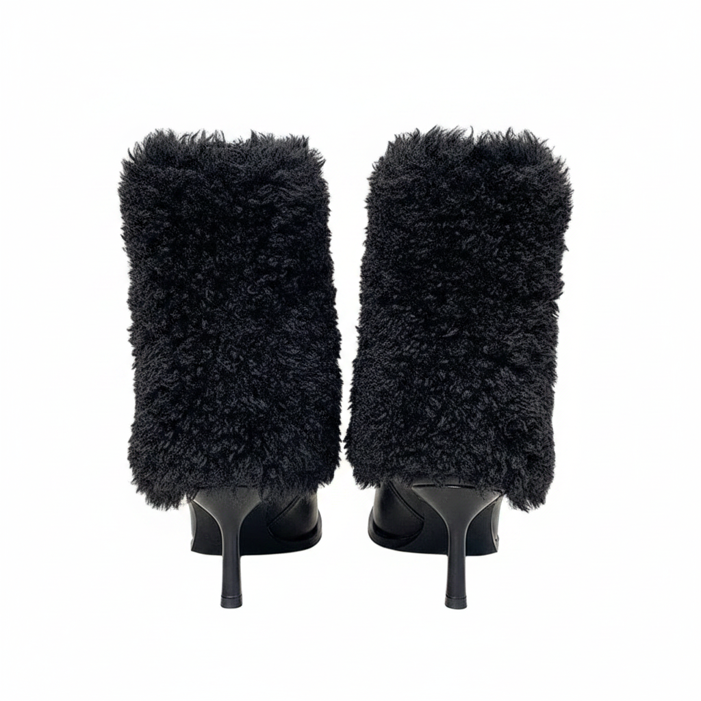 FAUX SHEARLING HEELED ANKLE BOOTS