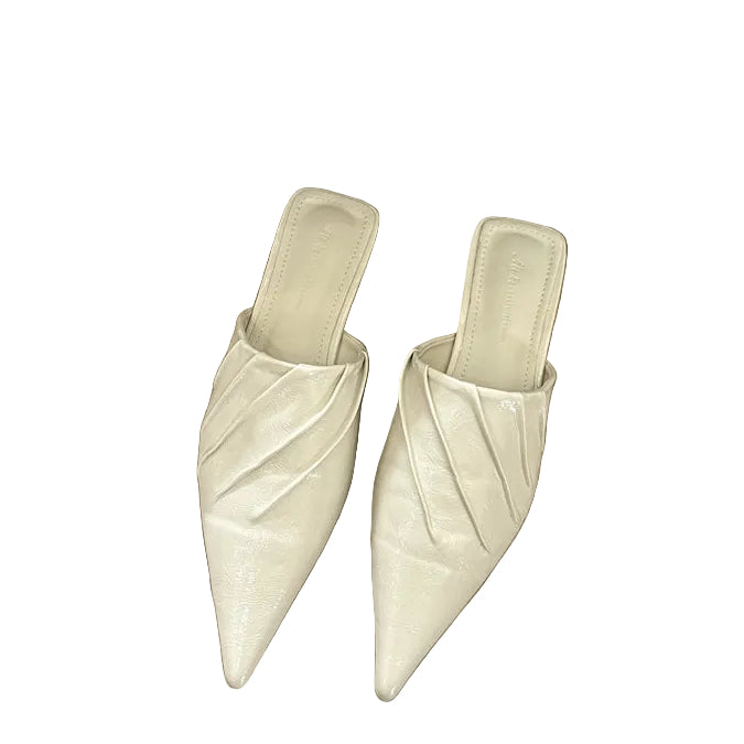 PLEATED POINTED-TOE MULES
