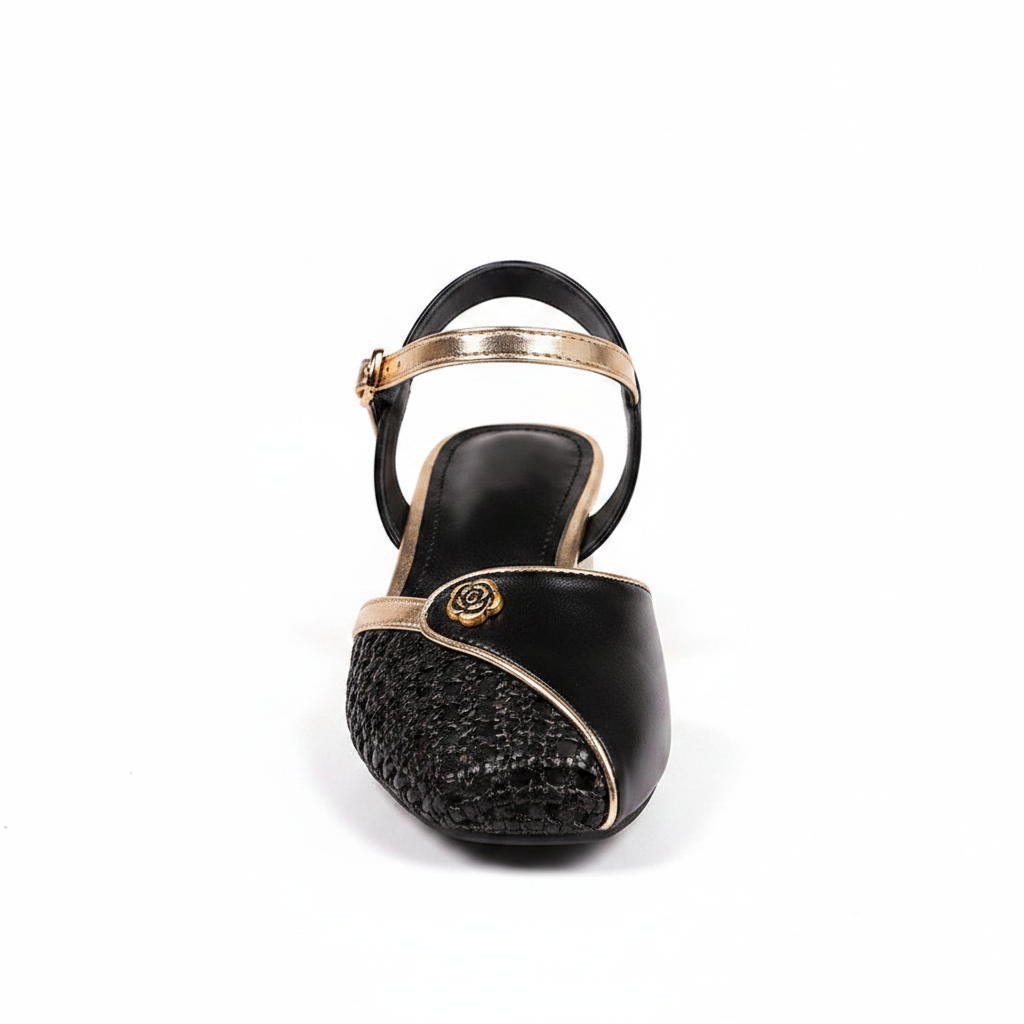 WOVEN CLOSE TOE SLINGBACK HEELS