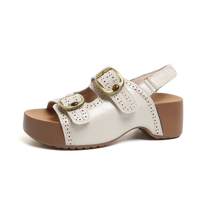 Women's Vintage Style Buckled Platform Sandals