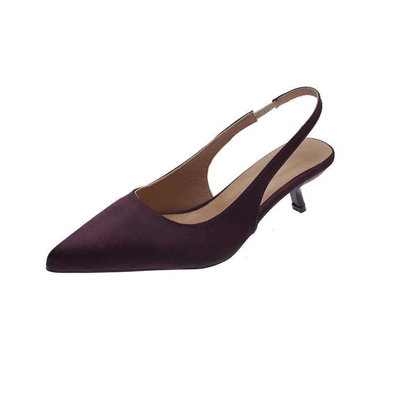 Women's Classic Satin Slingback Kitten Heels