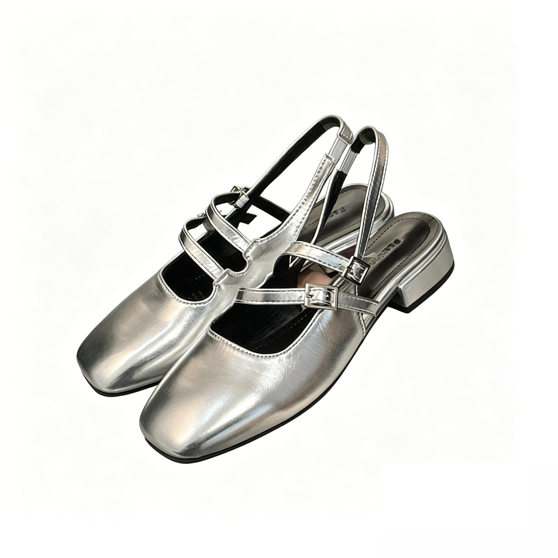 METALLIC SILVER SLINGBACK MARY JANES