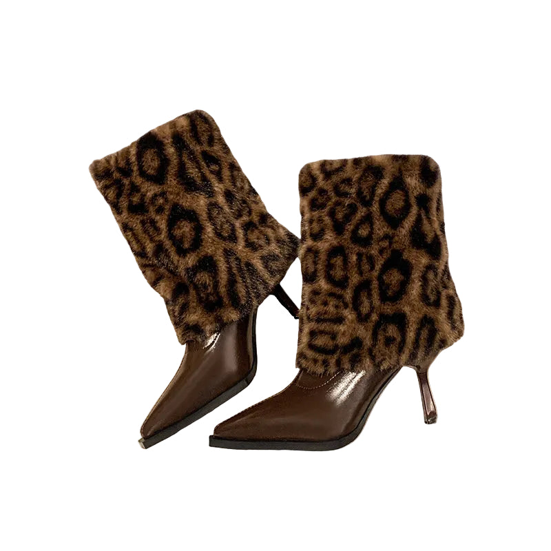 FAUX FUR TRIM HEELED ANKLE BOOTS