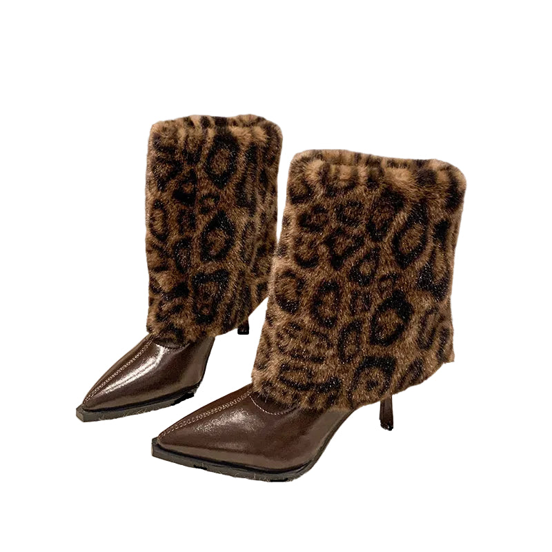 FAUX FUR TRIM HEELED ANKLE BOOTS