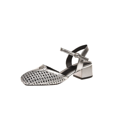 Women's Woven Closed Toe Slingback Heels