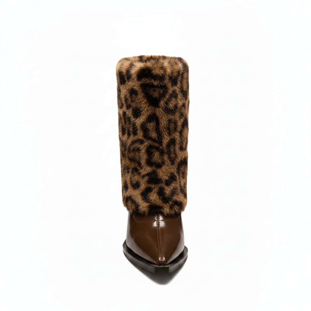 FAUX FUR TRIM HEELED ANKLE BOOTS